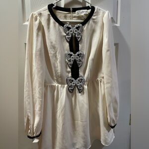 saloni camille bow crystal dress